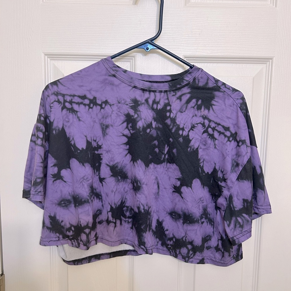 SHEIN Purple and Black Tie-Dye Crop Top - Size S